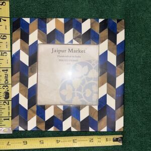 Jaipur Market 4x4 Photo Frame Wood Handcrafted India Tabletop Blue
